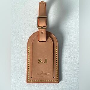 Authentic Louis Vuitton Luggage Tag/Bag Charm Vachetta (Customized Initials S.J)